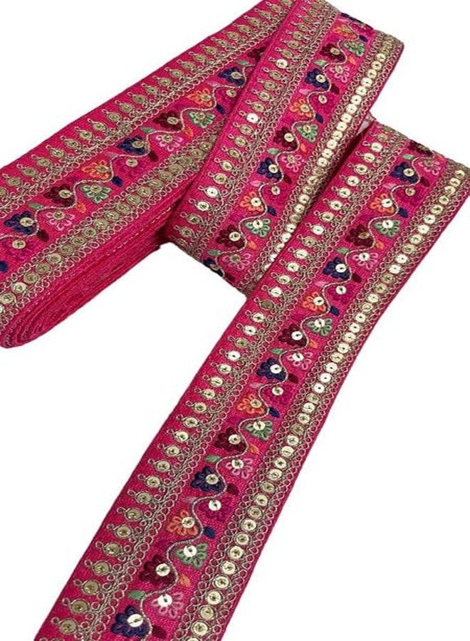 Saree Laces and Borders Fancy Lace Multicoloured Trims Indian Laces and Borders Fancy Zari Lace 2 Inch Wide 9 Meter (Tomato)
